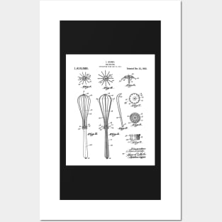 Whisk Patent - Baking Art - Black And White Posters and Art